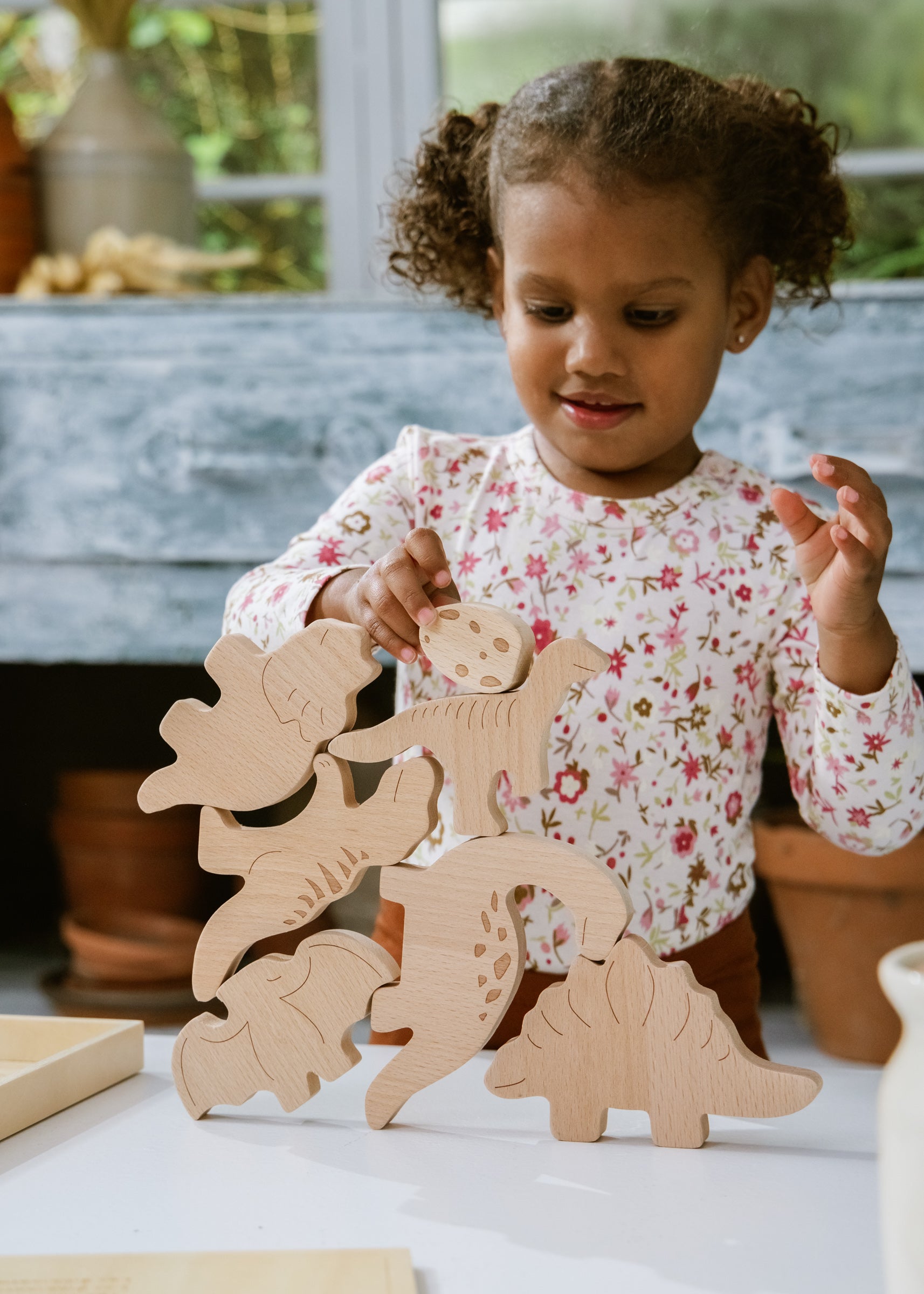 Image of Wooden Balance Puzzle - Dino - 7 pieces