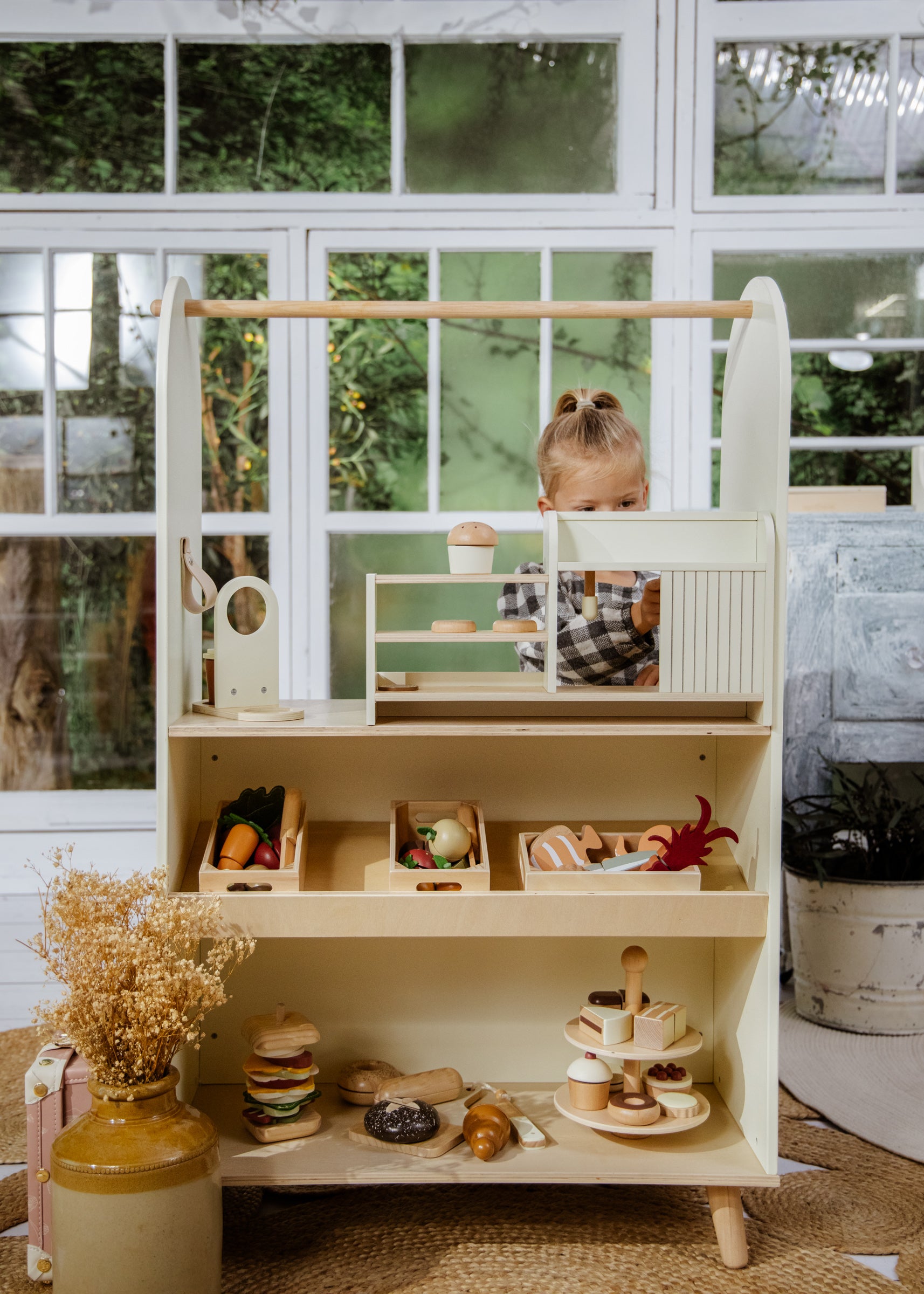 Image of Ensemble de station café en bois & accessoires