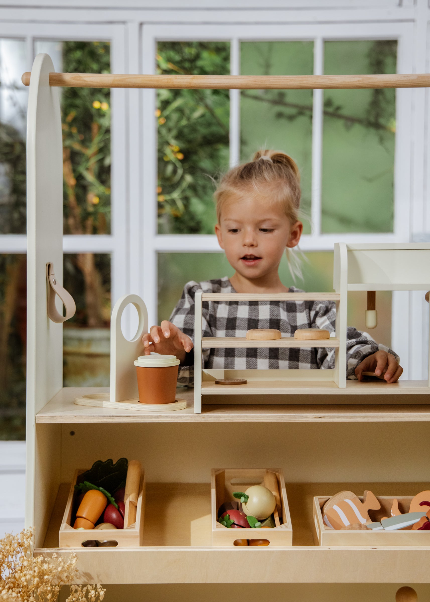 Image of Ensemble de station café en bois & accessoires