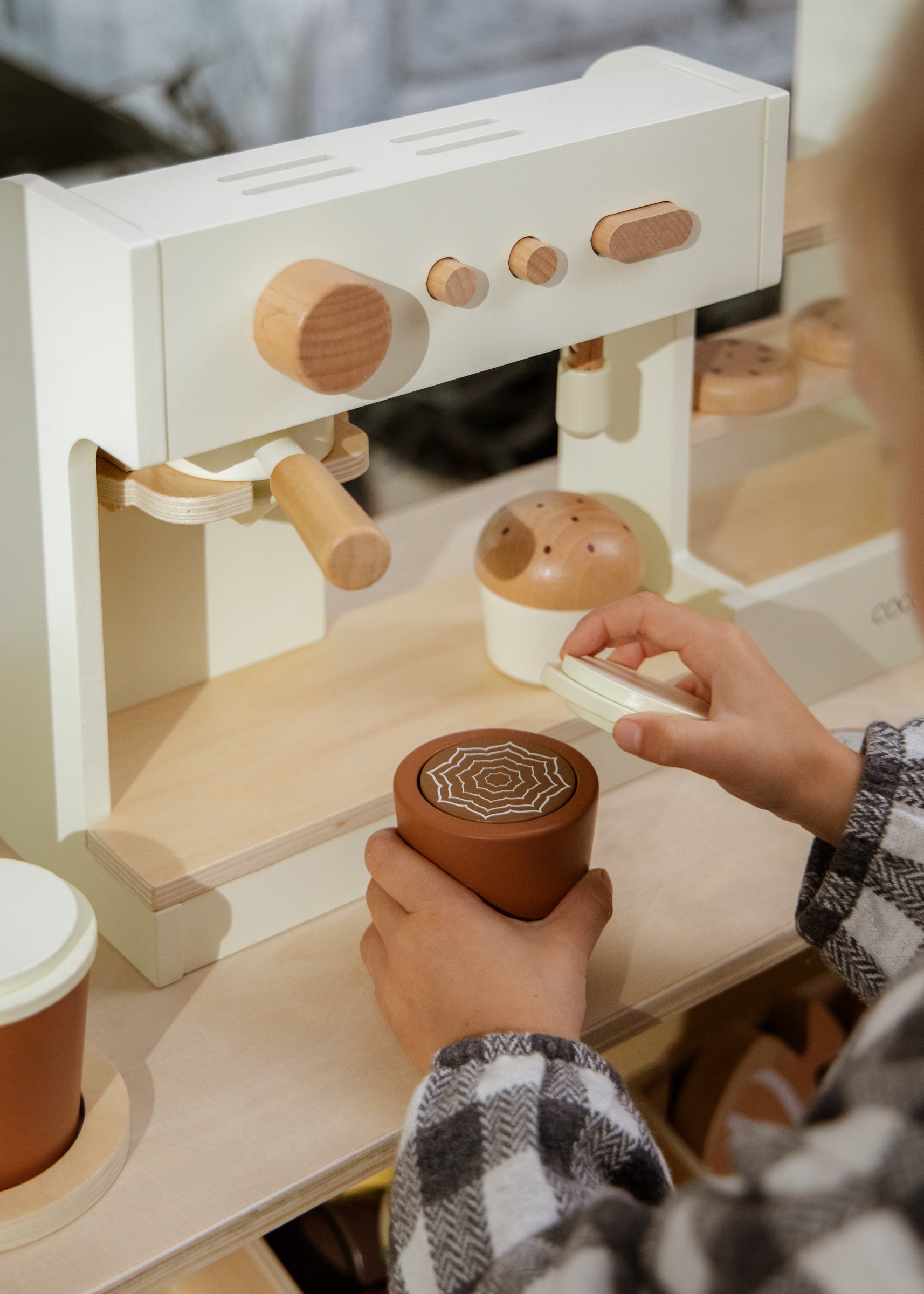 Image of Ensemble de station café en bois & accessoires