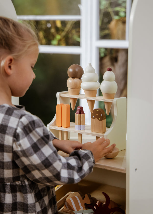 Wooden Ice Cream Stand and Accessories
