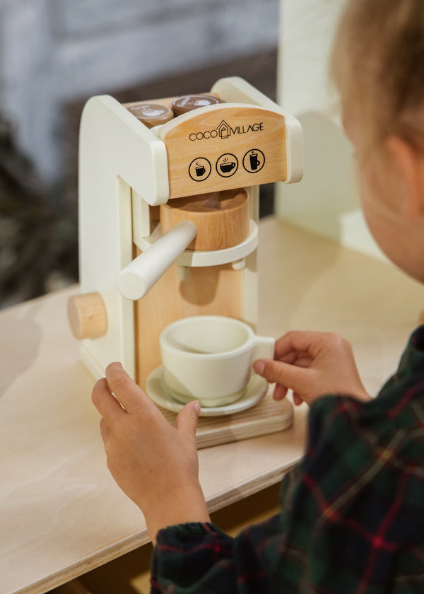 Cafetière et accessoires en bois
