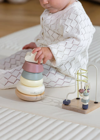 Coffret cadeau de jouets en bois pour bébé : anneaux empilables et labyrinthe de perles