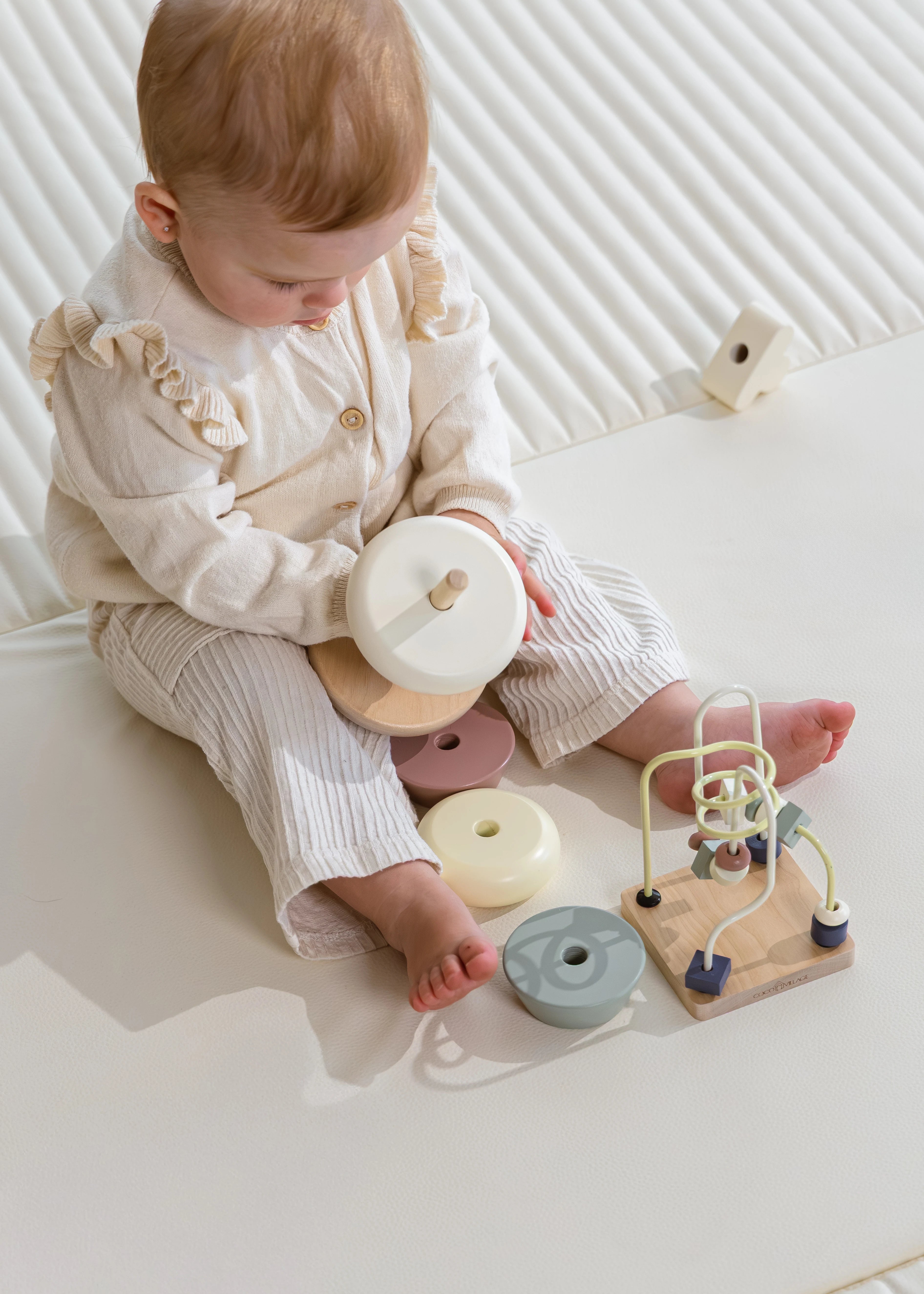 Image of Wooden Baby Toy Gifting Set Stacking Rings & Bead Maze