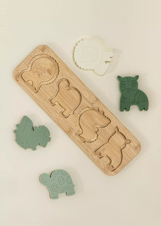 Silicone Puzzle on Wooden Plate - Savana