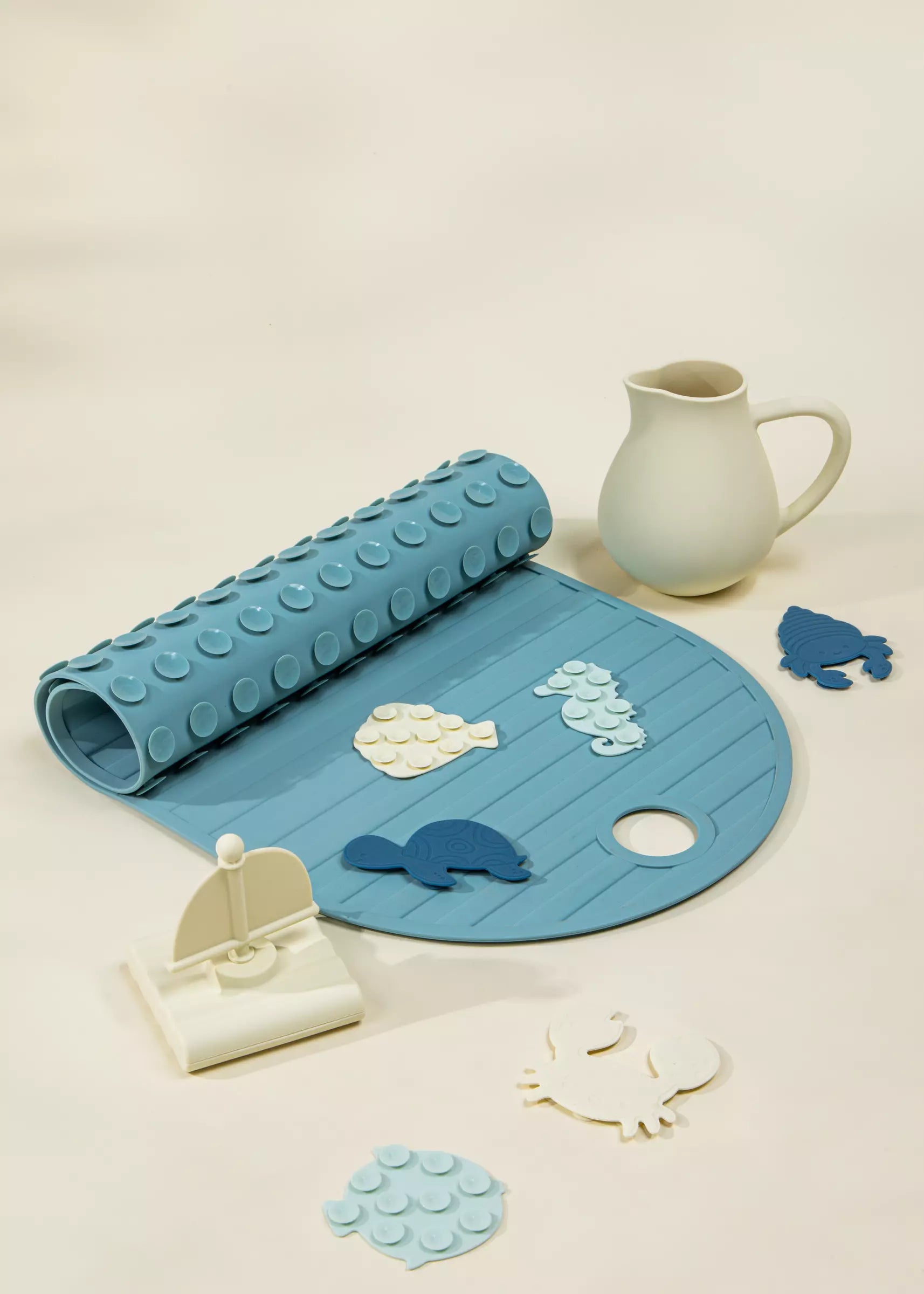 Image of Ensemble de 6 mini jouets pour le bain en silicone avec ventouses