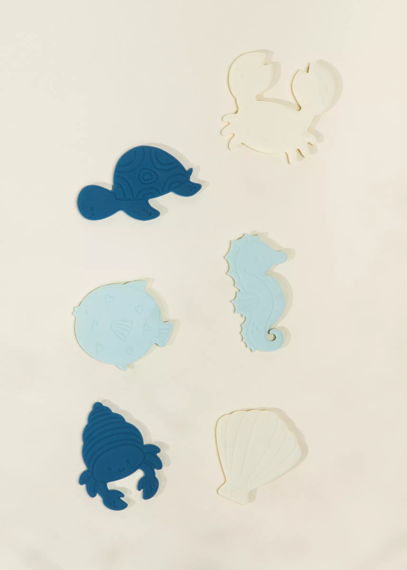 Image of Ensemble de 6 mini jouets pour le bain en silicone avec ventouses