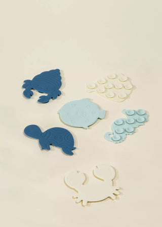 Ensemble de 6 mini jouets pour le bain en silicone avec ventouses