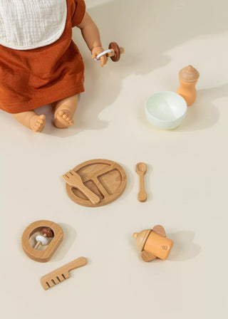Ensemble d'accessoires pour poupée en bois