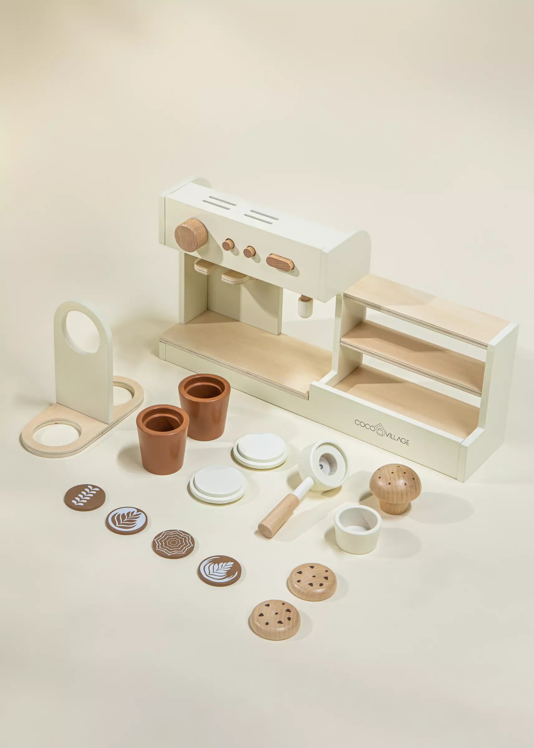 Image of Ensemble de station café en bois & accessoires