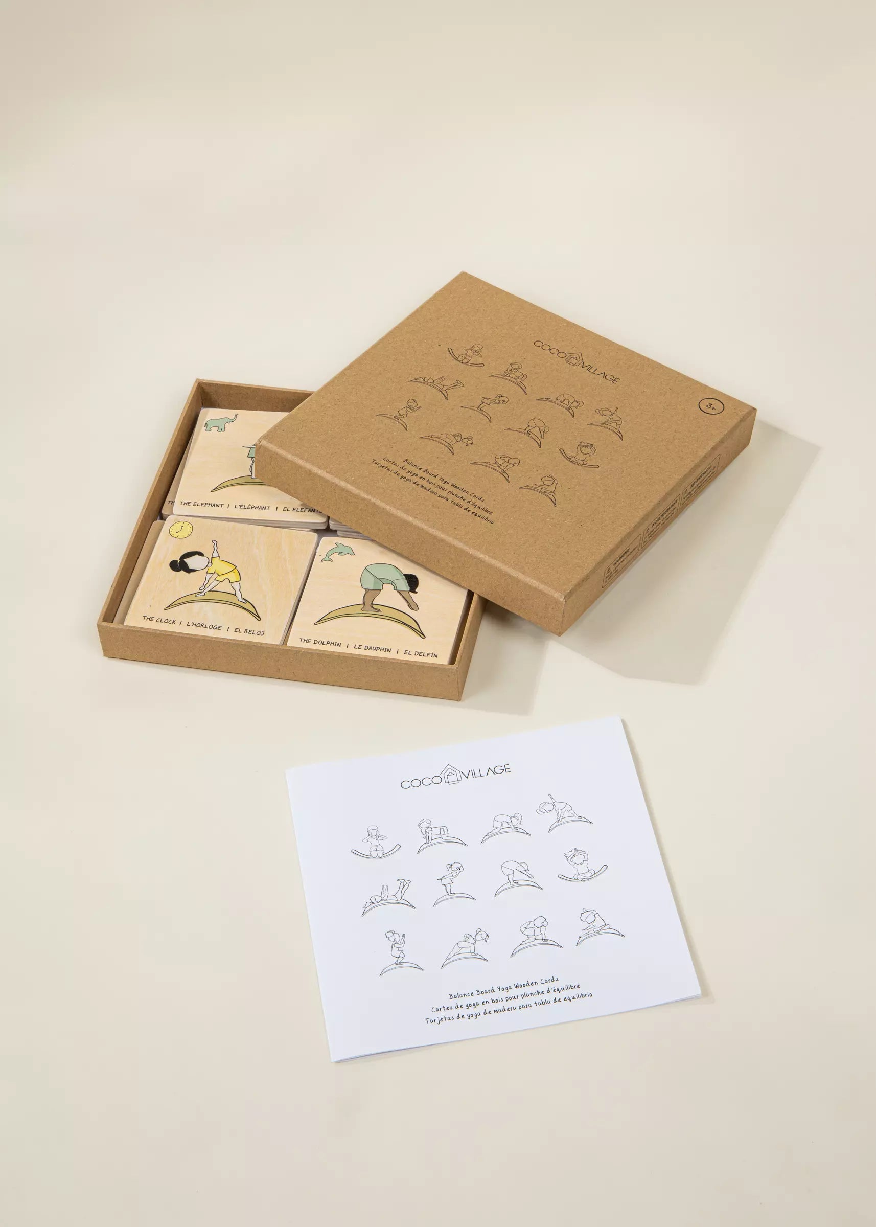 Image of Cartes de yoga en bois pour planche d'équilibre (12 pcs)