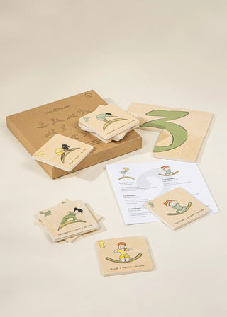 Cartes de yoga en bois pour planche d'équilibre (12 pcs)