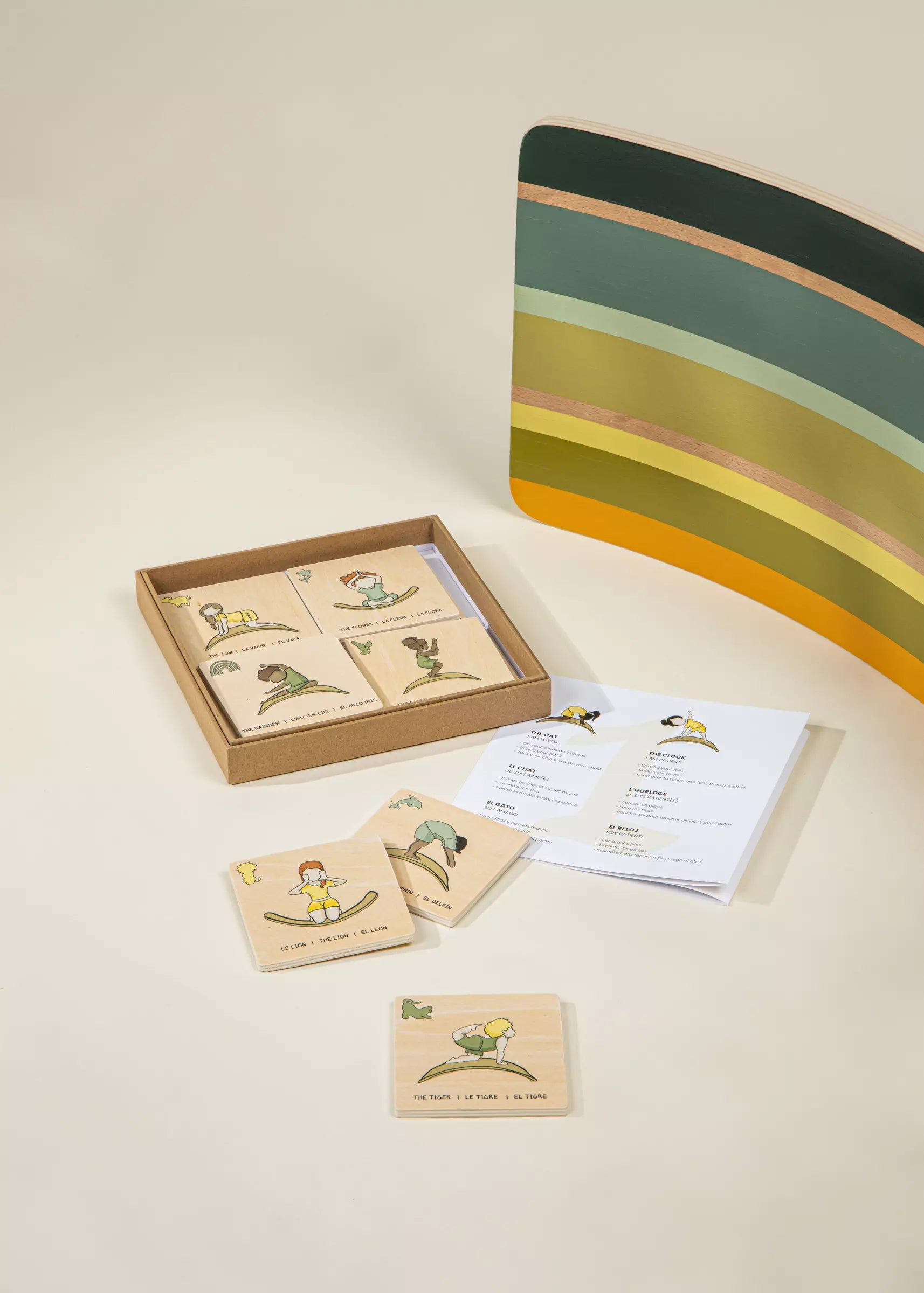 Image of Cartes de yoga en bois pour planche d'équilibre (12 pcs)