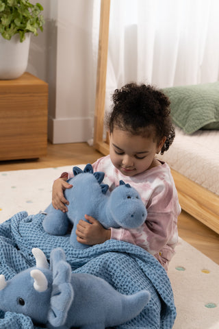 Peluche Dino - Tricératops bleu
