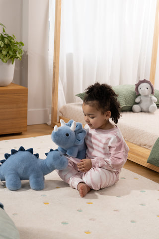 Peluche Dino - Tricératops bleu