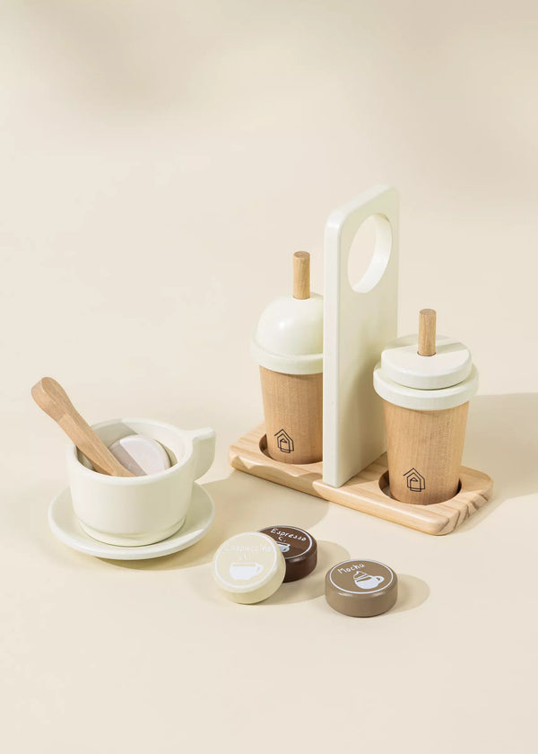 Cafetière et accessoires en bois