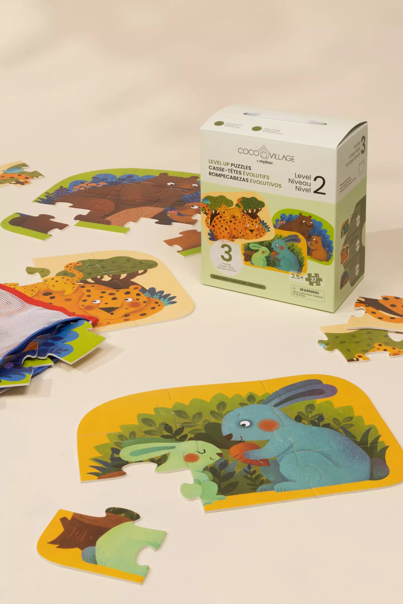 Casse-têtes évolutifs Niveau 2 - Parent & bébé (3 casses-têtes) 