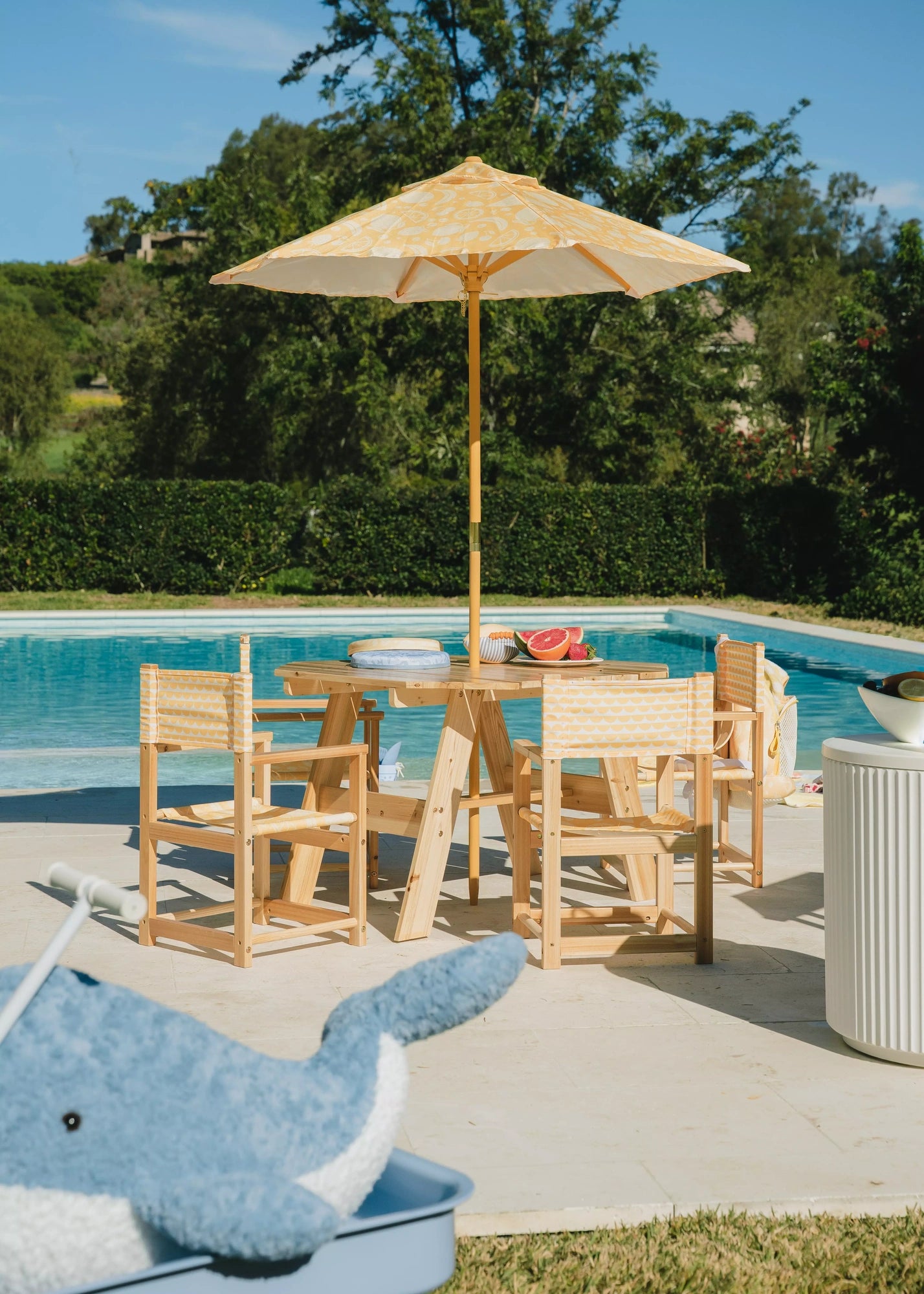 kids umbrella patio set Kids' Patio Set 4 Chairs and Parasol–Summer Fruits – Coco Village