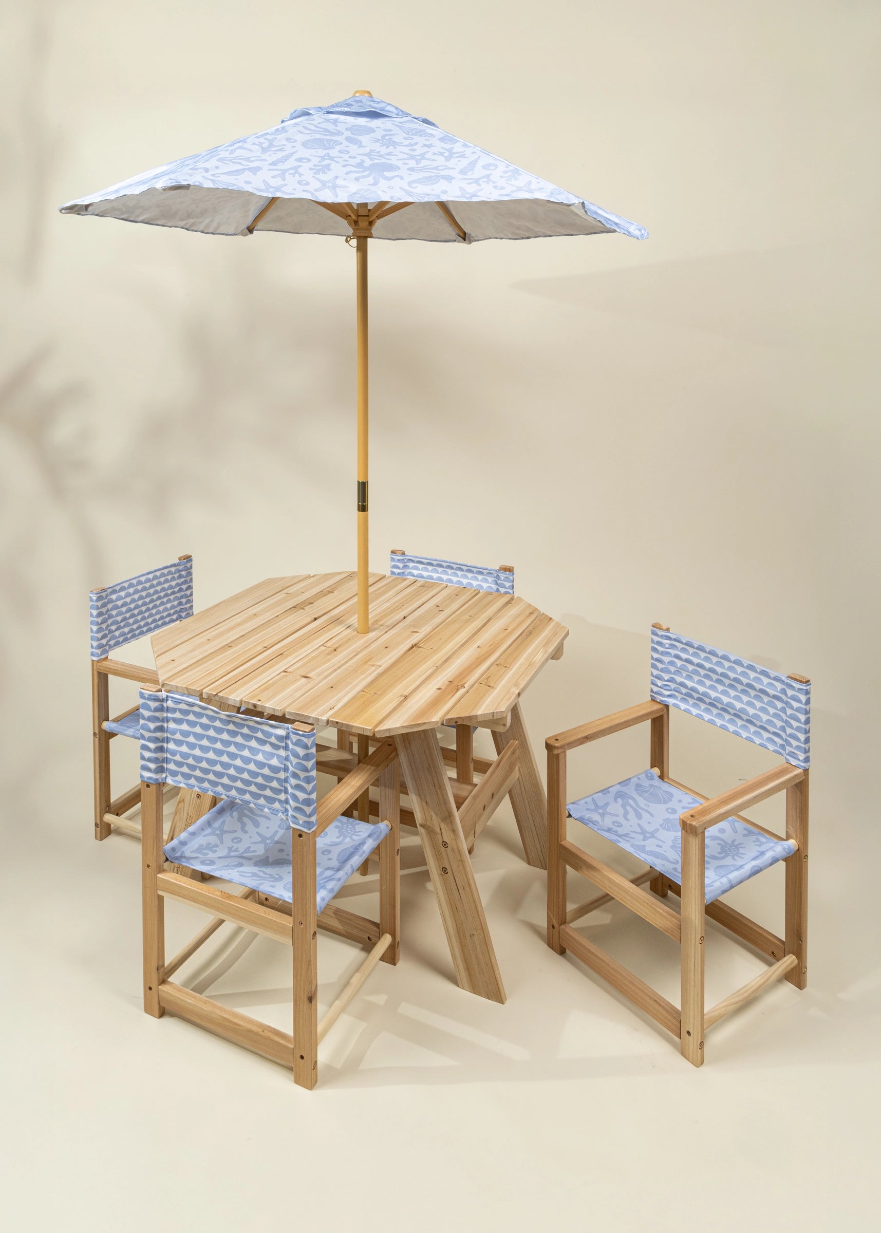 Kids’ Patio Set 4 Chairs and Parasol–Under the Sea