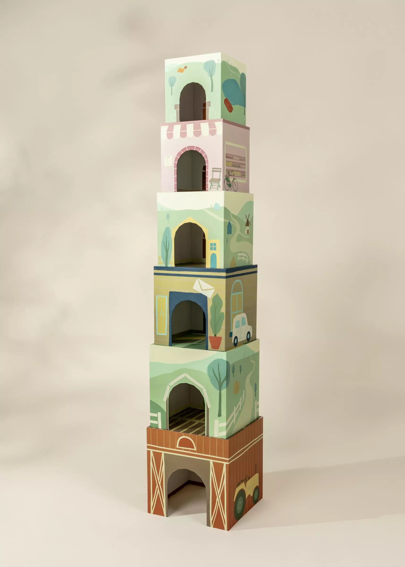 Set of 6 Oversized Stacking Boxes -The Countryside – Coco Village