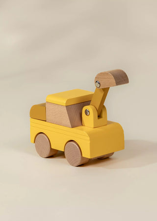 Véhicule de construction en bois – Pelle mécanique