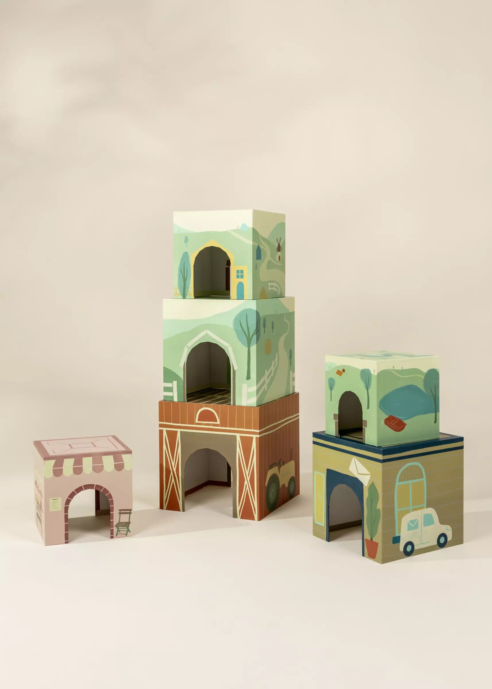 Image of Ensemble de 6 boîtes empilables surdimensionnées – La campagne 