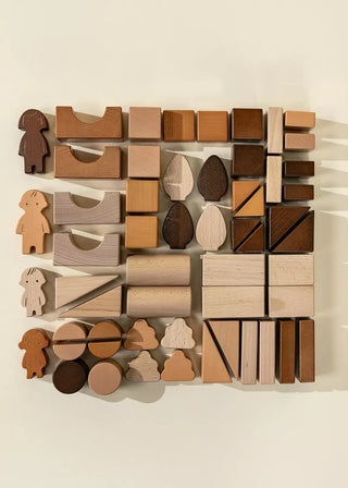 Premium Wooden Construction Blocks Set - 56pcs