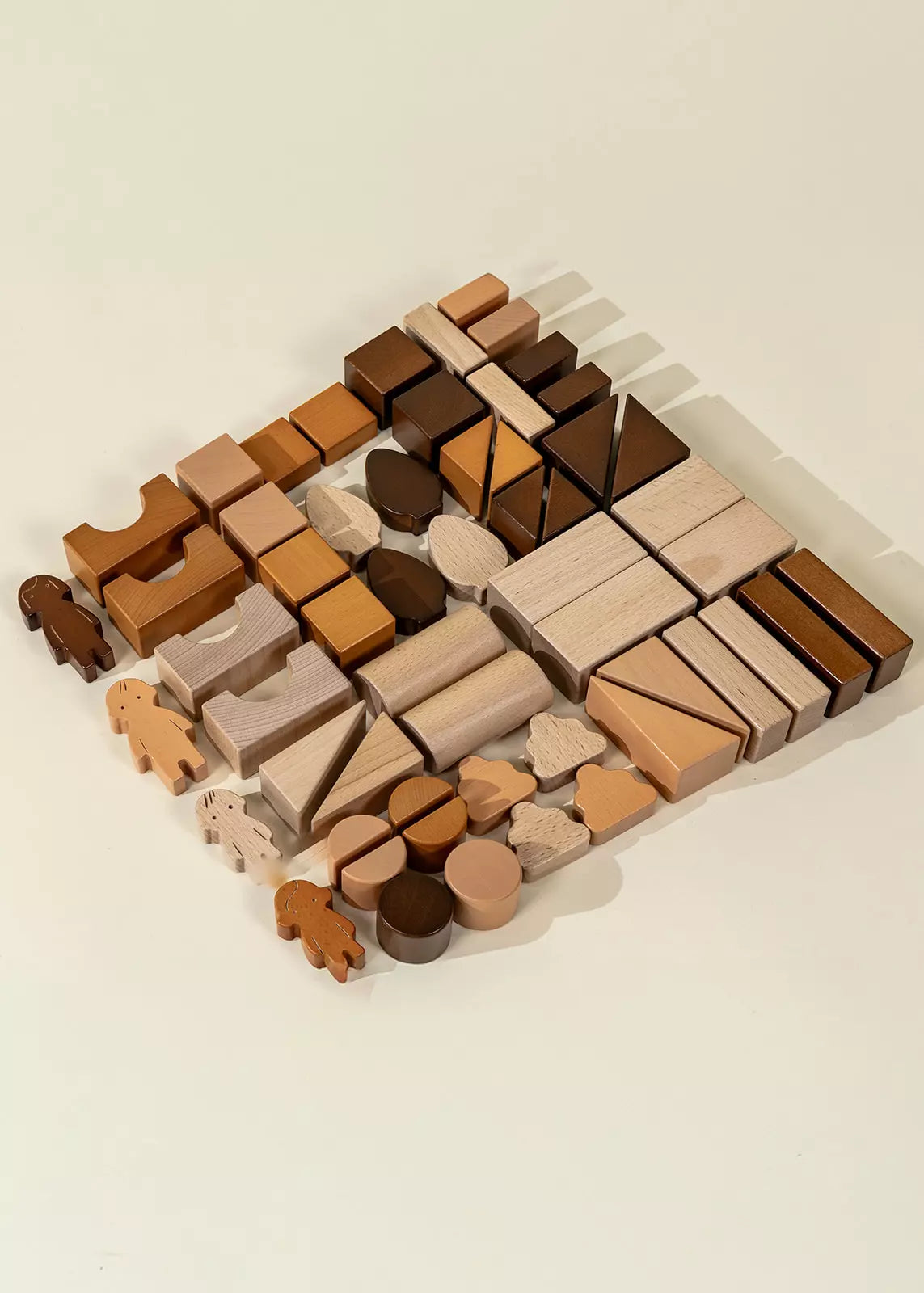 Image of Ensemble de blocs de construction premium en bois - 56 pièces 