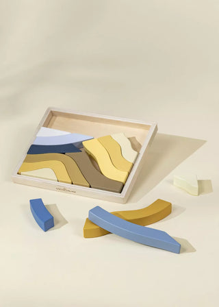Ensemble de blocs créatifs en bois ondulations - 14 pièces