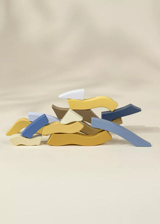 Ensemble de blocs créatifs en bois ondulations - 14 pièces