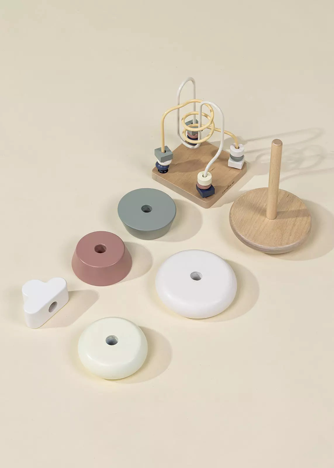 Image of Wooden Baby Toy Gifting Set Stacking Rings & Bead Maze