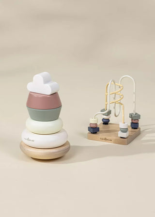 Coffret cadeau de jouets en bois pour bébé : anneaux empilables et labyrinthe de perles