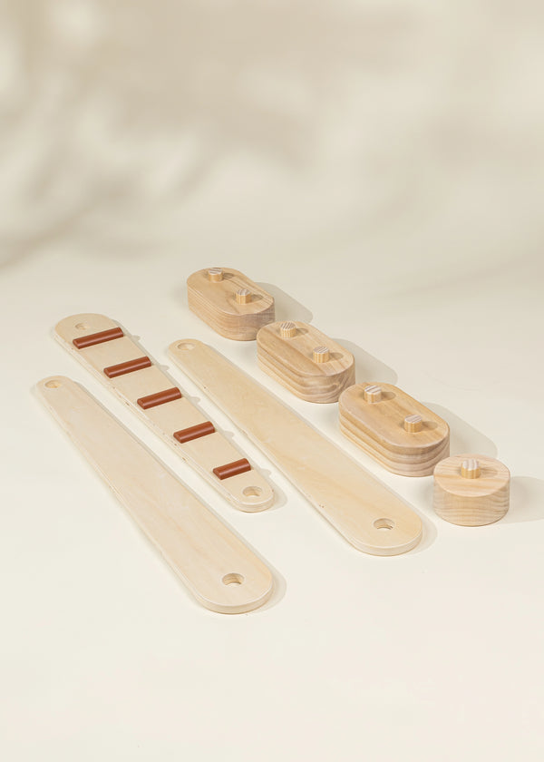 Ensemble de poutres d'équilibre en bois - Rayures
