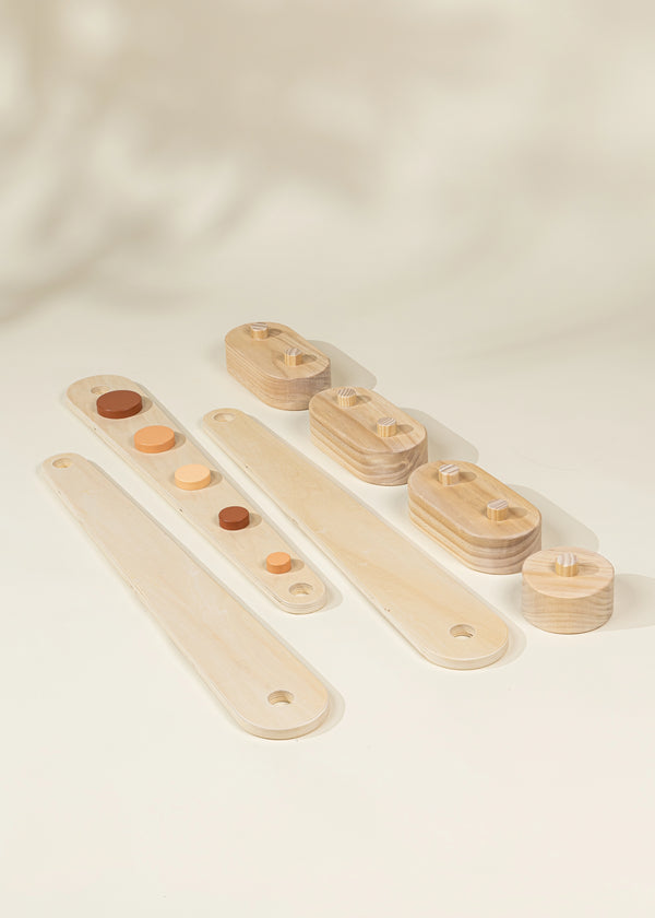 Ensemble de poutres d'équilibre en bois - Pois