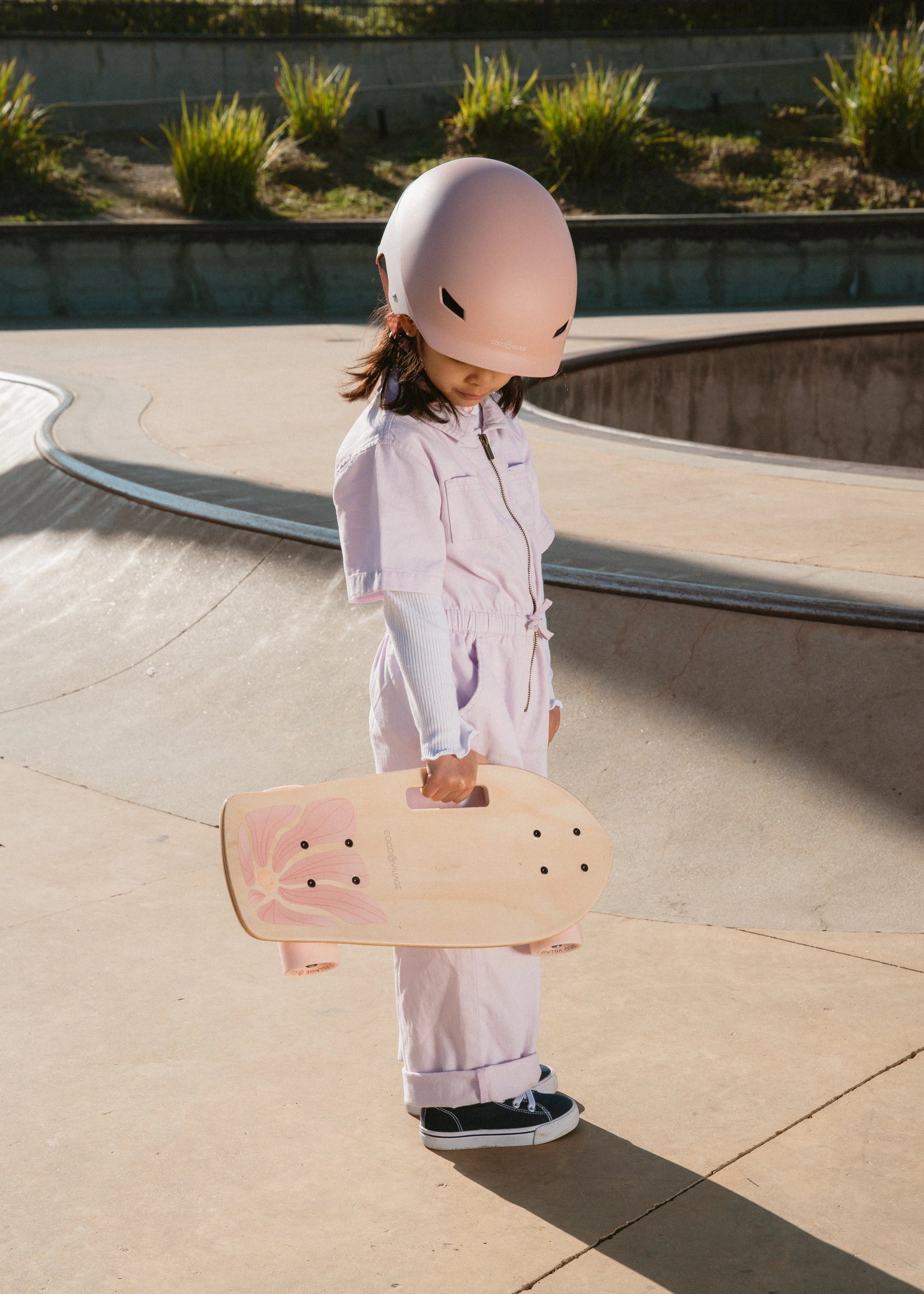 Image of Kids’ Wooden Skateboard with Handle – Bloom