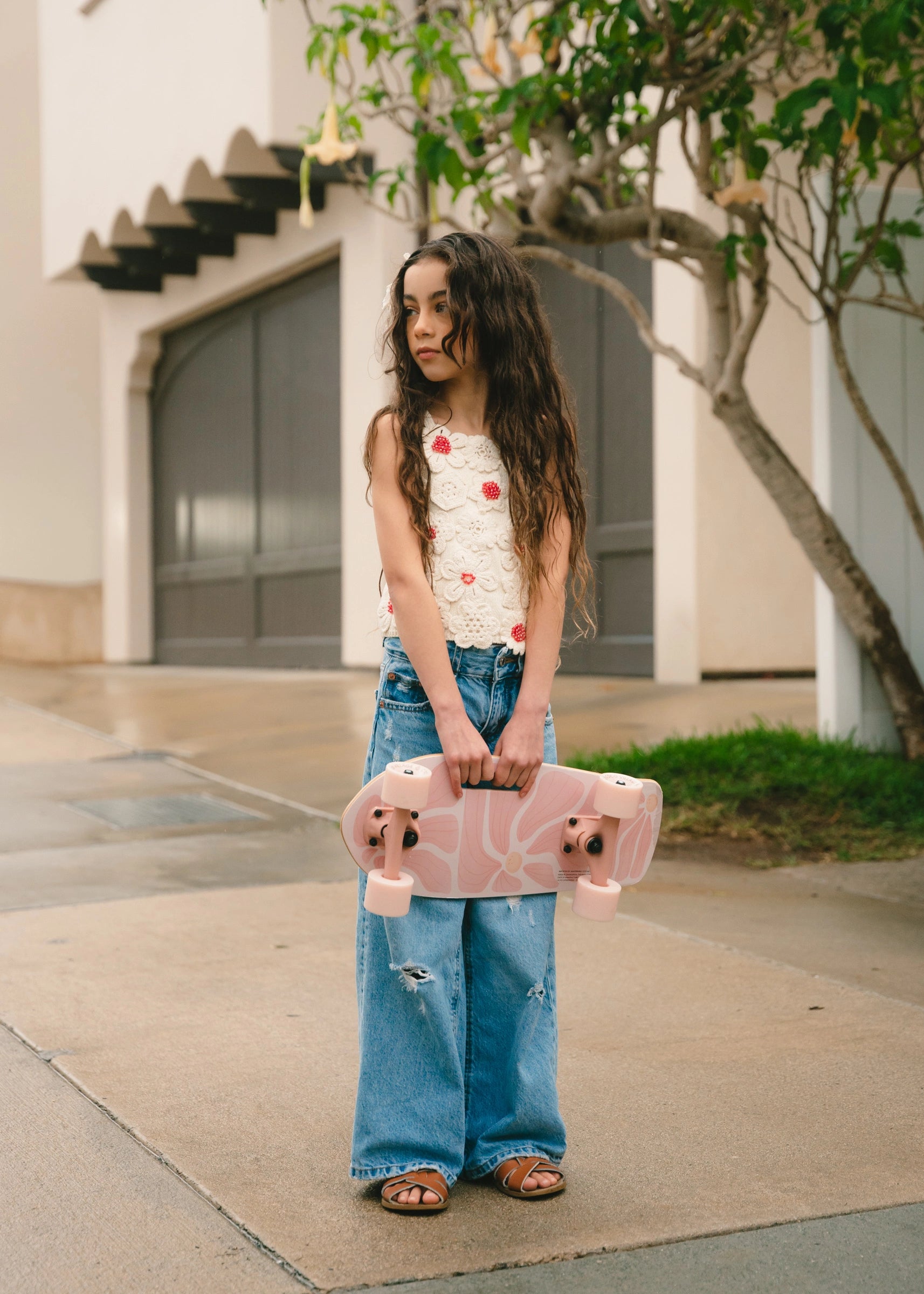 Kids’ Wooden Skateboard with Handle – Bloom