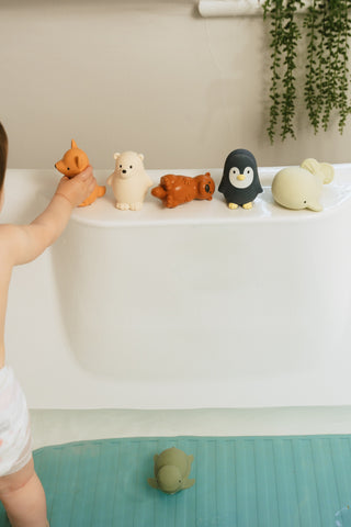 Natural Rubber Baby Teether & Bath Toy - Penguin