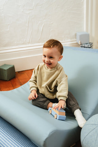 Fauteuil modulable pour enfants en cuir végétalien (4 pièces) - Tons de ciel