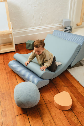 Fauteuil modulable pour enfants en cuir végétalien (4 pièces) - Tons de ciel