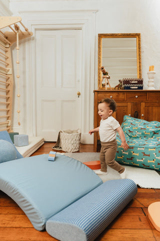 Fauteuil modulable pour enfants en cuir végétalien (4 pièces) - Tons de ciel
