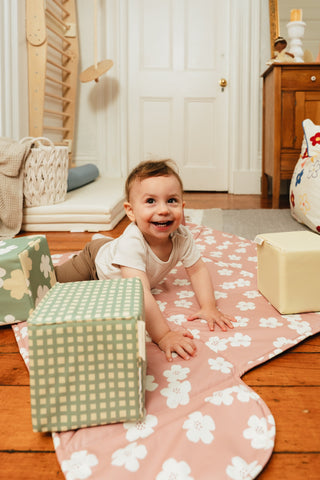 Vegan Leather Play Mat&Cubes Set-Flowered Garden