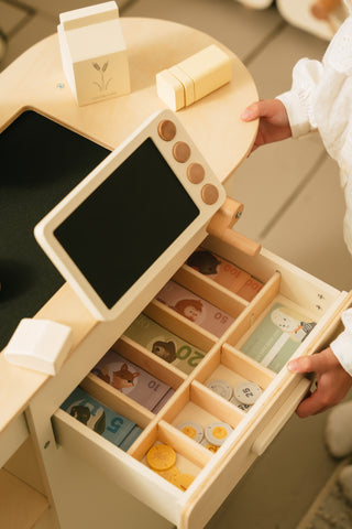 Comptoir caisse enregistreuse de jeu en bois 