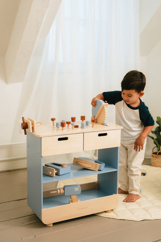 Établi de construction de jeu en bois avec scie à onglet 