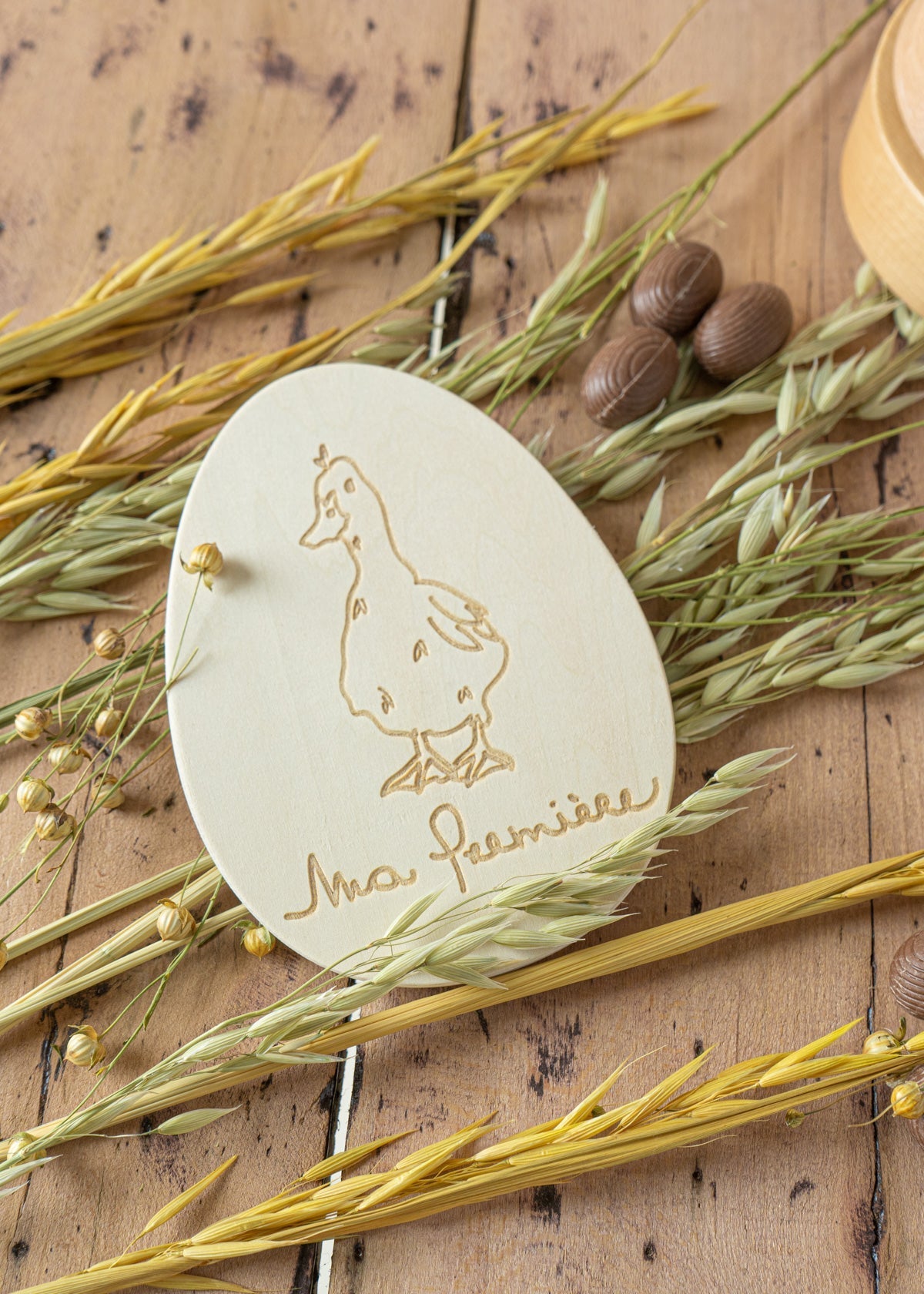 Image of Carte de photo en bois pour bébé - Ma première fête de Pâques