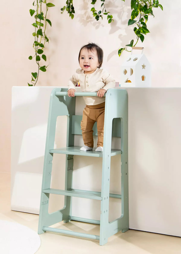 Educational Tower - Learning Tower - Seafoam - Adjustable steps - Furniture - Coco Village