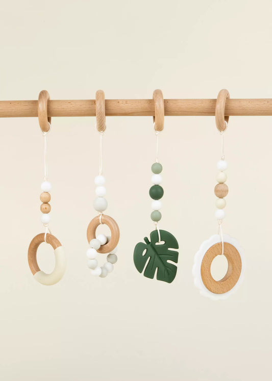 Wooden and Silicone Hanging Toys Rattle Set for Play Arch (4 pcs)