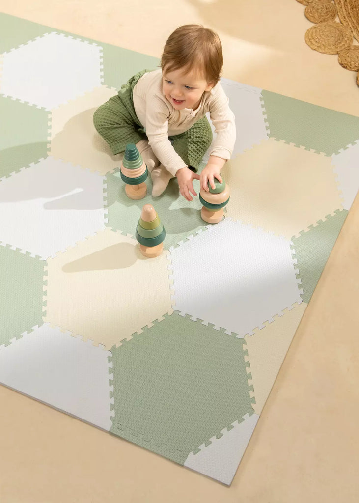 Foam Hexagon Play Mat for Babies - Seafoam