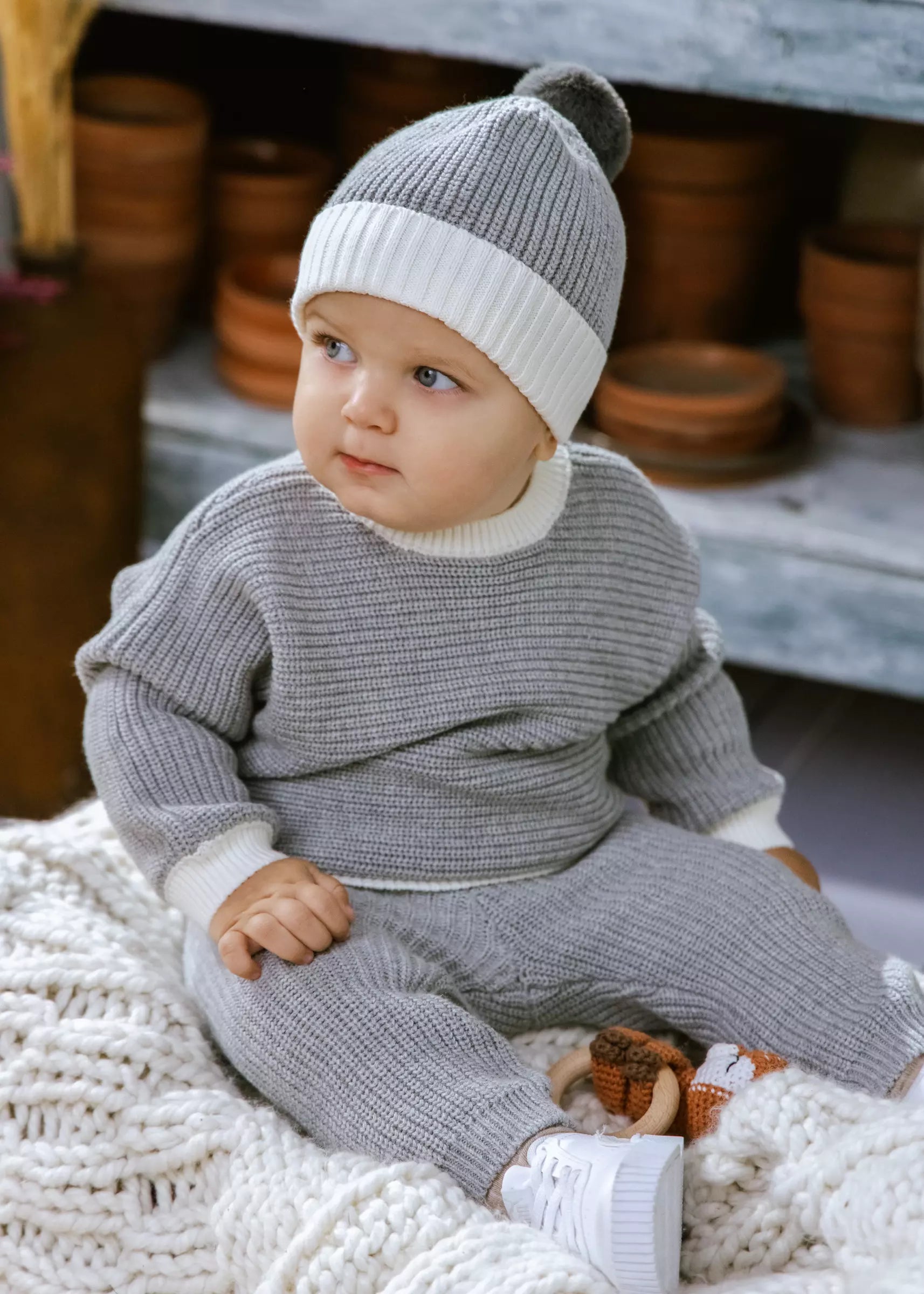 Image of Rib Knit Legging Grey 0-3m