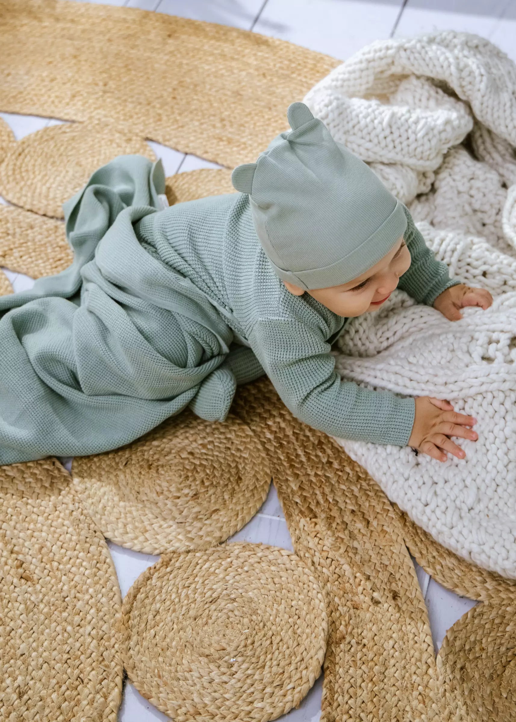 Image of Ensemble gaufré 2 pièces pour nouveau-né