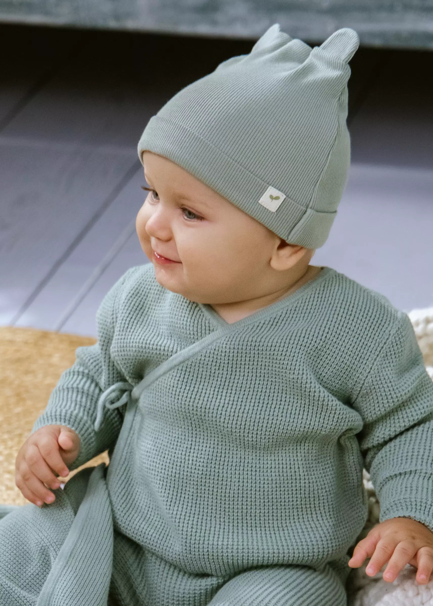 Image of Ensemble gaufré 2 pièces pour nouveau-né